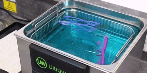 Ultrasonic cleaning of safety glasses and 3d glasses